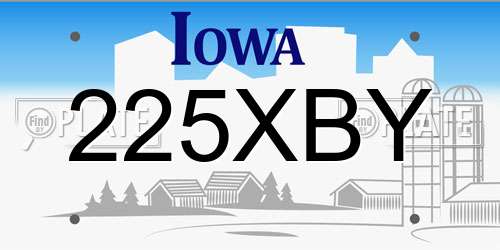 225XBY Iowa License Plate