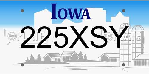 225XSY Iowa License Plate