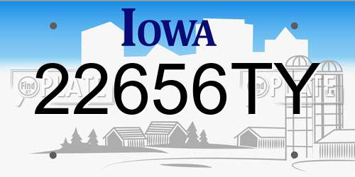 22656TY Iowa License Plate