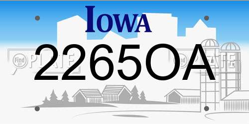 2265OA Iowa License Plate