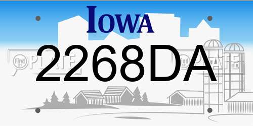 2268DA Iowa License Plate