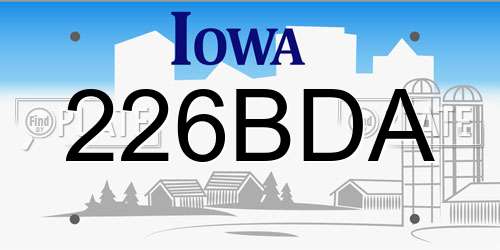 226BDA Iowa License Plate