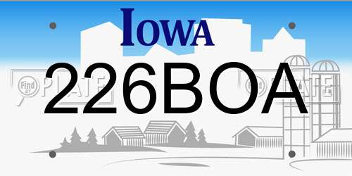 226BOA Iowa License Plate