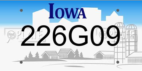 226G09 Iowa License Plate