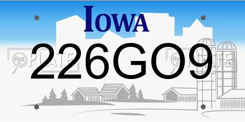 226GO9 Iowa License Plate