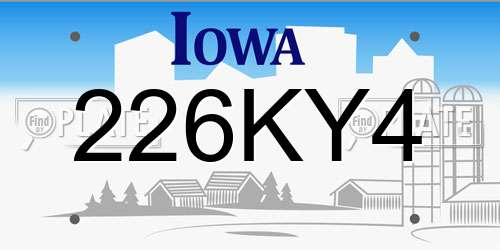 226KY4 Iowa License Plate