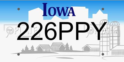 226PPY Iowa License Plate