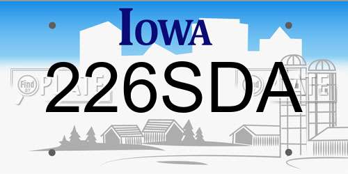 226SDA Iowa License Plate