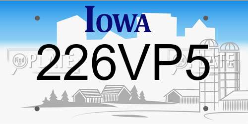226VP5 Iowa License Plate