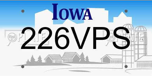 226VPS Iowa License Plate
