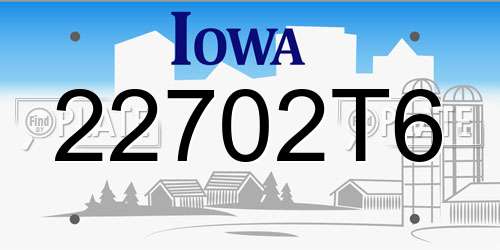 22702T6 Iowa License Plate