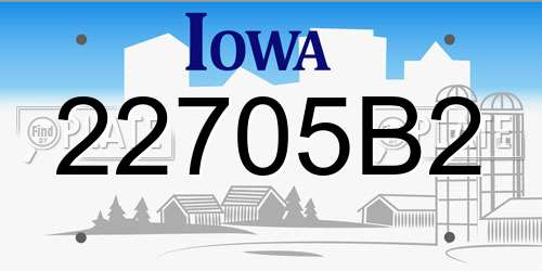 22705B2 Iowa License Plate