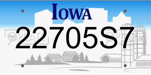 22705S7 Iowa License Plate