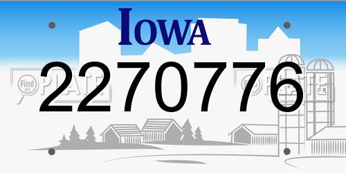2270776 Iowa License Plate