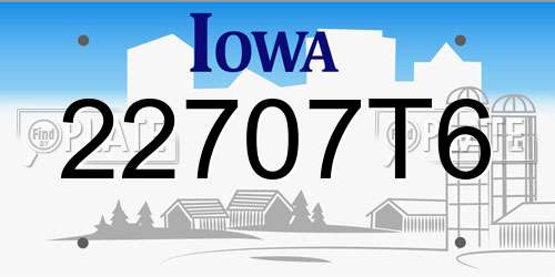 22707T6 Iowa License Plate