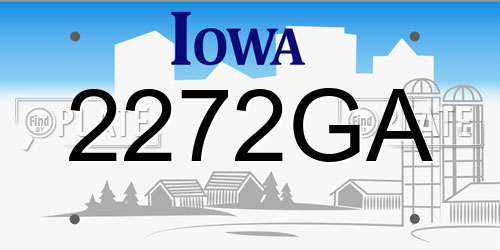 2272GA Iowa License Plate