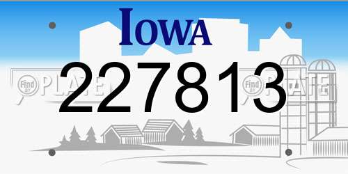 227813 Iowa License Plate