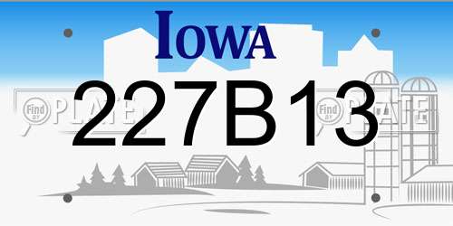 227B13 Iowa License Plate