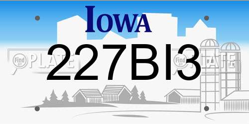 227BI3 Iowa License Plate