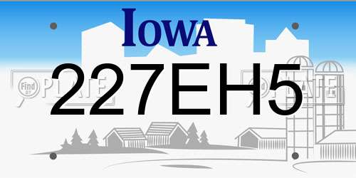 227EH5 Iowa License Plate