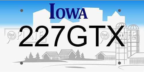 227GTX Iowa License Plate
