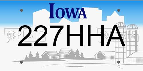 227HHA Iowa License Plate