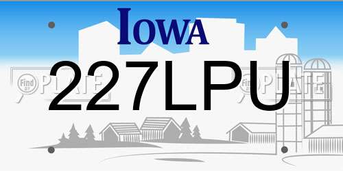 227LPU Iowa License Plate