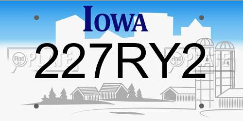 227RY2 Iowa License Plate