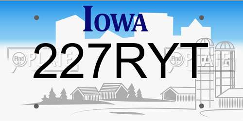 227RYT Iowa License Plate