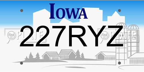 227RYZ Iowa License Plate