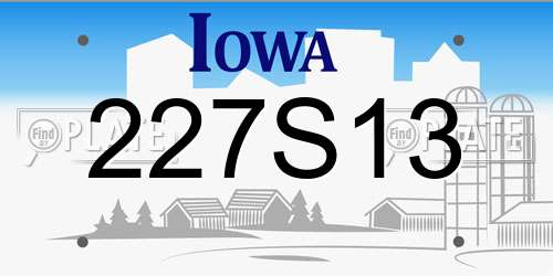 227S13 Iowa License Plate