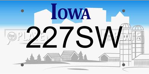 227SW Iowa License Plate