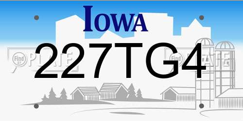 227TG4 Iowa License Plate