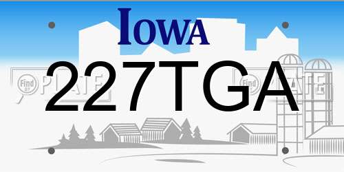 227TGA Iowa License Plate