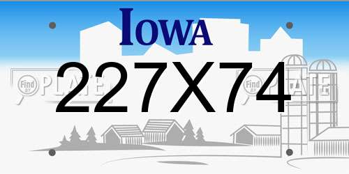 227X74 Iowa License Plate