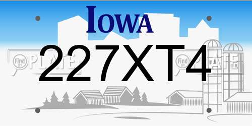 227XT4 Iowa License Plate