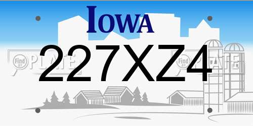 227XZ4 Iowa License Plate