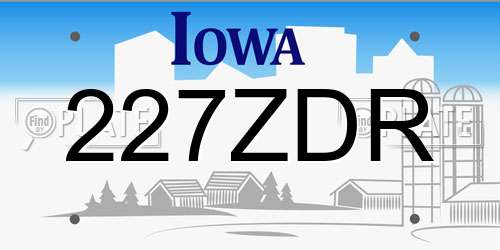 227ZDR Iowa License Plate