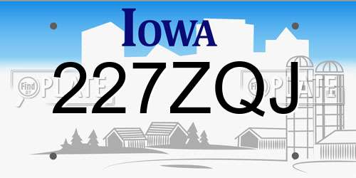 227ZQJ Iowa License Plate