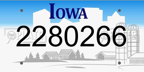 2280266 Iowa License Plate