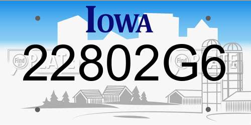22802G6 Iowa License Plate