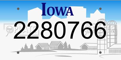2280766 Iowa License Plate