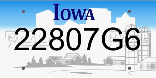 22807G6 Iowa License Plate