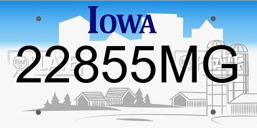 22855MG Iowa License Plate