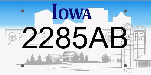 2285AB Iowa License Plate