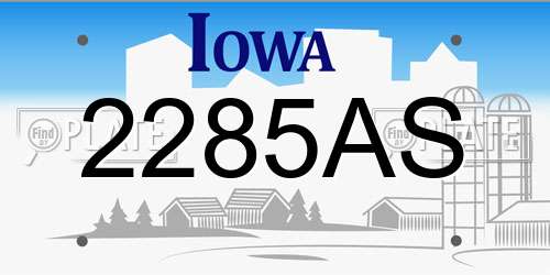 2285AS Iowa License Plate