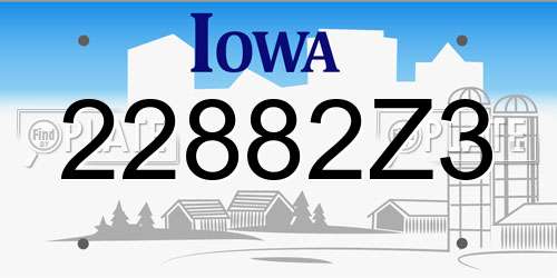 22882Z3 Iowa License Plate