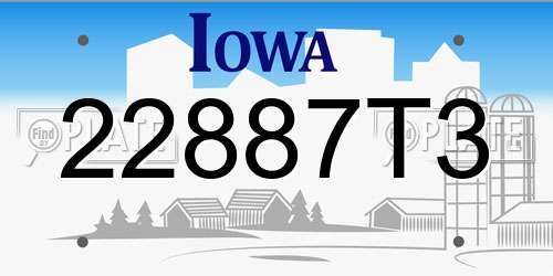 22887T3 Iowa License Plate