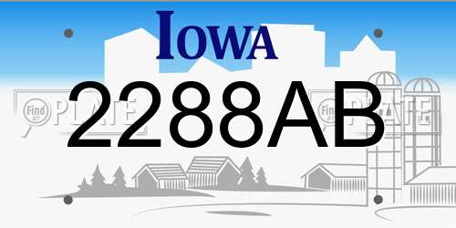 2288AB Iowa License Plate