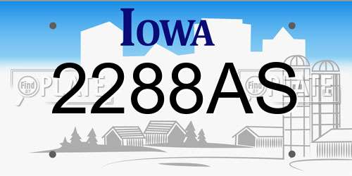 2288AS Iowa License Plate